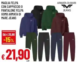 Famila Maglia felpa con cappuccio o pantalone felpa uomo armata di mare jeans offerta