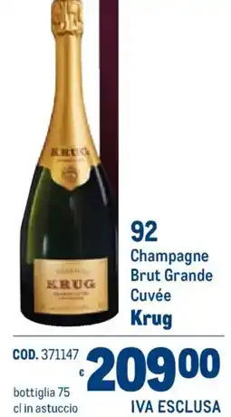 Metro Champagne Brut Grande Cuvée Krug offerta