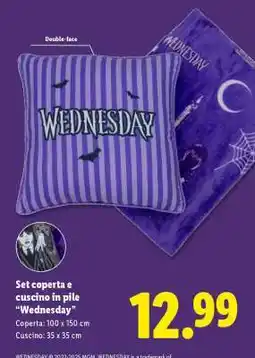 Lidl Set coperta e cuscino in pile Wednesday offerta