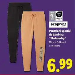 Lidl Pantaloni sportivi da bambina 'Wednesday' offerta