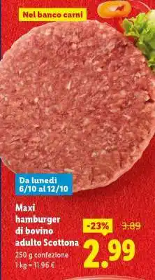 Lidl Maxi hamburger di bovino adulto scottona offerta