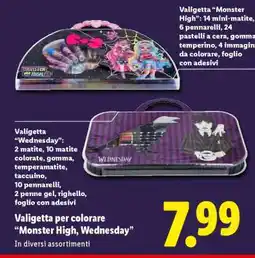 Lidl Valigetta per colorare 'Monster High, Wednesday' offerta