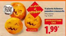 Lidl 12 pizzette Halloween pomodoro e mozzarella offerta