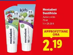 Lidl Mentadent Dentifricio offerta