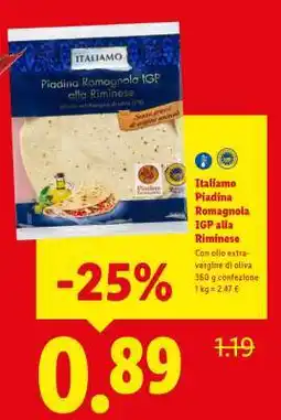 Lidl Italiamo Piadina Romagnola IGP alla Riminese offerta