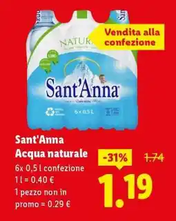 Lidl Sant'Anna ACQUA NATURALE offerta