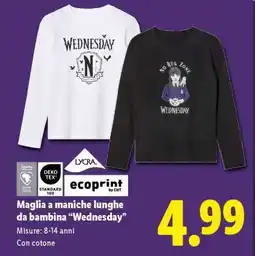 Lidl Maglia a maniche lunghe da bambina “Wednesday” offerta