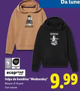 Lidl Felpa da bambina “Wednesday” offerta