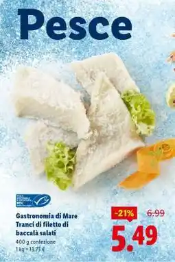 Lidl Gastronomia di Mare Tranci di filetto di baccalà salati offerta