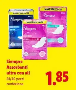 Lidl Sempre Assorbenti ultra con ali offerta