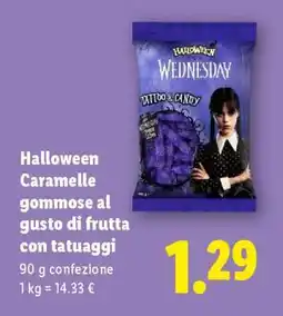 Lidl Halloween Caramelle gommose al gusto di frutta con tatuaggi offerta