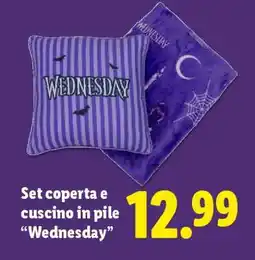 Lidl Set coperta e cuscino in pile Wednesday offerta