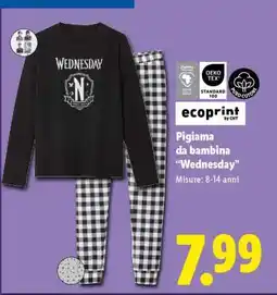 Lidl Pigiama da bambina Wednesday offerta