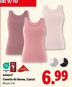 Lidl esmara Canotta da donna, 3 pezzi offerta
