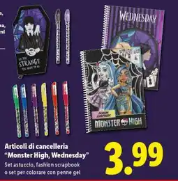 Lidl Articoli di cancelleria 'Monster High, Wednesday' offerta
