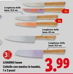 Lidl LIVARNO home Coltello con manico in bambù, 1 o 2 pezzi offerta