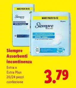 Lidl Siempre Assorbenti incontinenza offerta