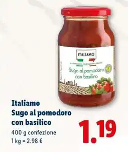 Lidl Italiano Sugo al pomodoro con basilico offerta