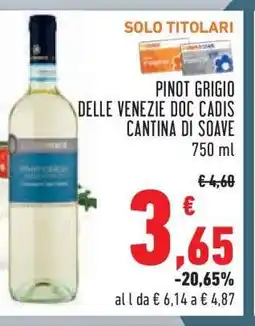 Conad Pinot Grigio delle Venezie DOC Cadis Cantina di Soave offerta