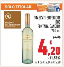 Conad FRASCATI SUPERIORE DOC FONTANA CANDIDA 750 ml offerta