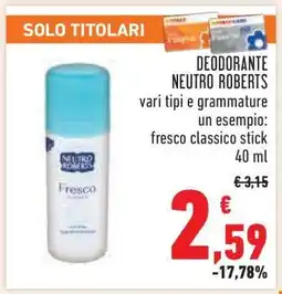 Conad DEODORANTE NEUTRO ROBERTS offerta