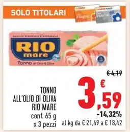 Conad Tonno all’Olio di Oliva Rio Mare offerta