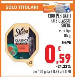 Conad Cibo per gatti Paté Classic Sheba offerta