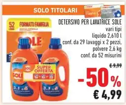 Conad DETERSIVO PER LAVATRICE SOLE offerta