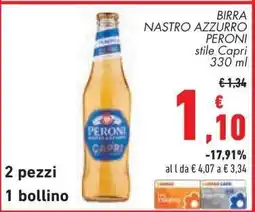 Conad BIRRA NASTRO AZZURRO PERONI stile Capri 330 ml offerta