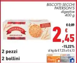 Conad BISCOTTI SECCHI PATERSON'S digestive offerta