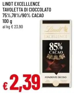Famila Lindt excelllence tavoletta di cioccolato 75%,78%/90% cacao offerta