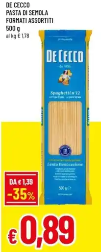 Famila De cecco pasta di semola formati assortiti offerta