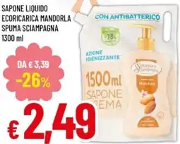 Famila Sapone liquido ecoricarica mandorla spuma sciampagna offerta