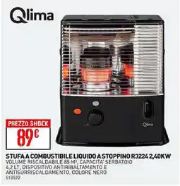 Bricofer Qlima STUFAA COMBUSTIBILE LIQUIDO A STOPPINO R32242,40KW offerta