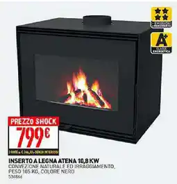 Bricofer Inserto a legna atena 10,8 kw offerta