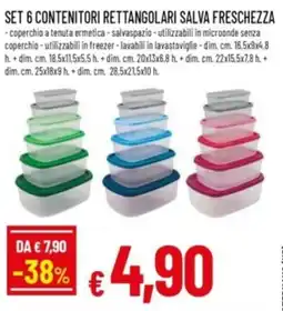 Famila Set 6 contenitori rettangolari salva freschezza offerta