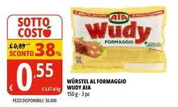Tigros Würstel al formaggio wudy AIA offerta