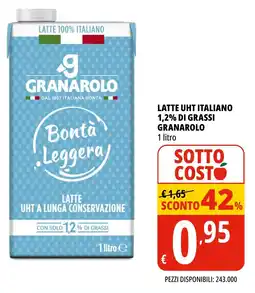 Tigros Latte uht italiano 1,2% di grassi GRANAROLO offerta
