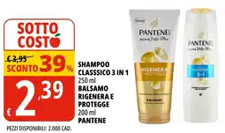 Tigros Shampoo classsico 3 in 1- balsamo rigenera e protegge PANTENE offerta