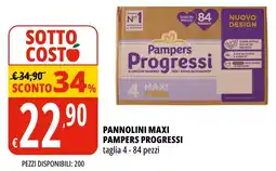 Tigros Pannolini maxi pampers progressi 84 pezzi offerta