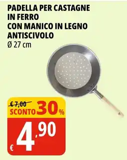 Tigros Padella per castagne in ferro con manico in legno antiscivolo ø27 cm offerta