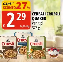 Tigros Cereali cruesli QUAKER offerta
