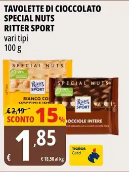 Tigros Tavolette di cioccolato special nuts RITTER SPORT offerta
