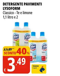 Tigros Detergente pavimenti LYSOFORM offerta
