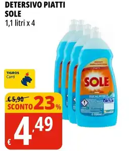Tigros Detersivo piatti SOLE offerta