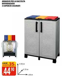 Tigros Armadio per la raccolta differenziata 3 coperchi colorati offerta