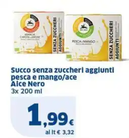 Sigma Succo senza zuccheri aggiunti pesca e mango/ace Alce Nero offerta