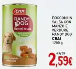 Crai Bocconi in salsa con manzo e verdure randy dog CRAI offerta