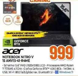 Expert acer NOTEBOOK NITRO V 15 ANV15-41-R4ME offerta