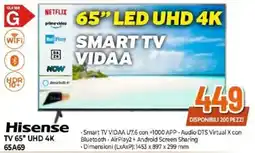 Expert Hisense TV 65" UHD 4K 65A69 offerta